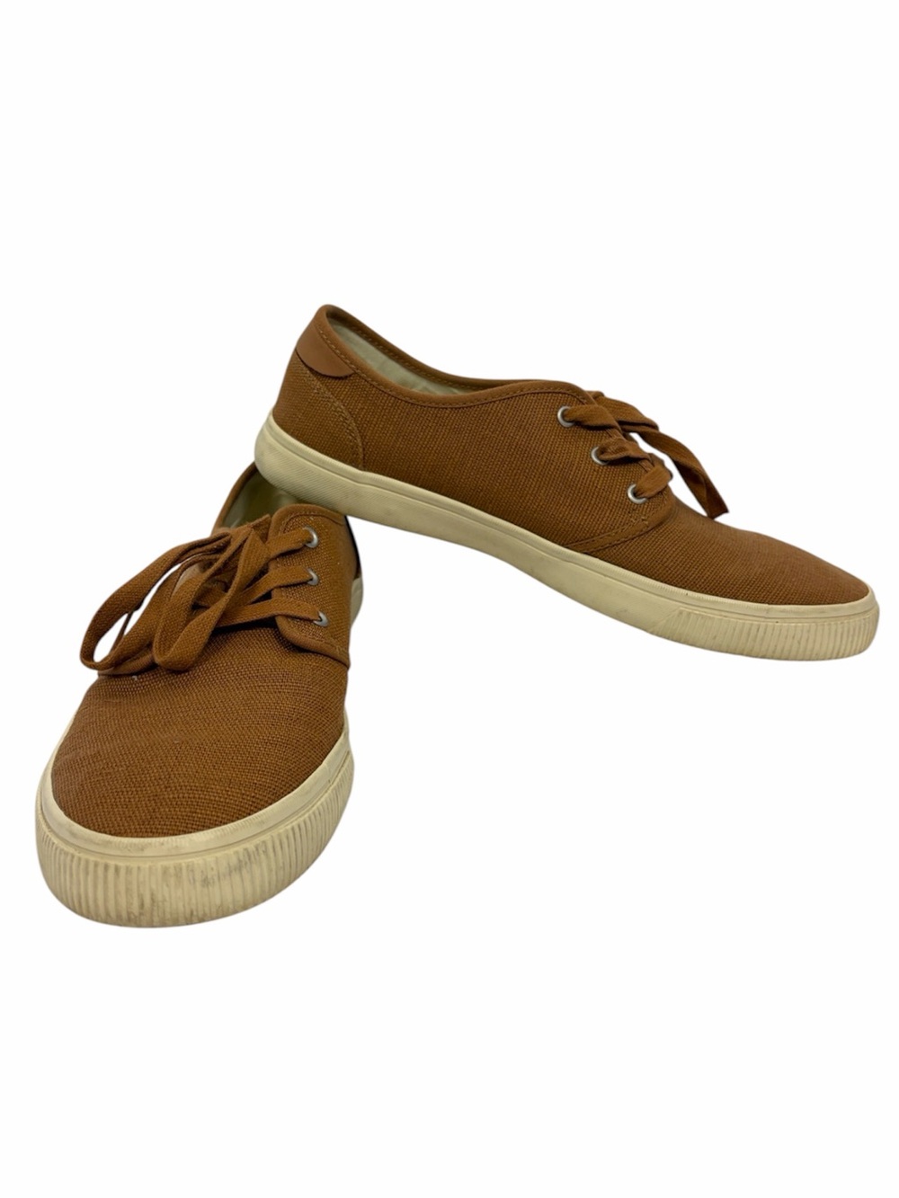 TOMS Brown Canvas Lace Up Sneakers Men’s Size 9 Casual Low Top Shoes